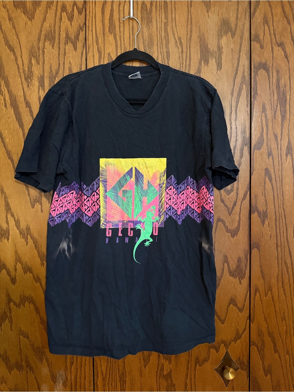 Vintage Lee Gecko Hawaii Graphic T-Shirt Black Single Graphic Size Large